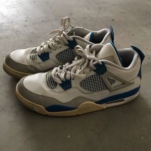 Jordan Retro 4 White Blue Tan Bottoms 
